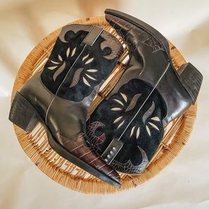 Vaneli Leather Brown and Black Cowboy Boots Size 9